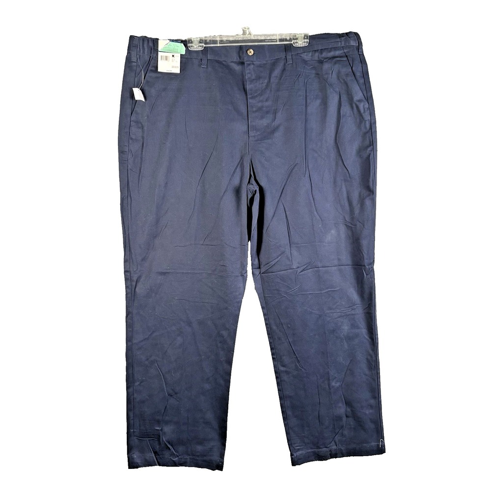 BASIC EDITIONS  Khaki Chino's Pants Men's Size 46x32‎ Blue Elastic Sides NWT